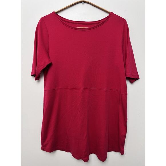 J. Jill Shirttail Tee Shirt Women's Small 100% Pima Cotton Hot Pink Short Sleeve - Picture 1 of 7